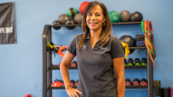 Sandra Vazquez of SWT Fitness inside her fitness studio